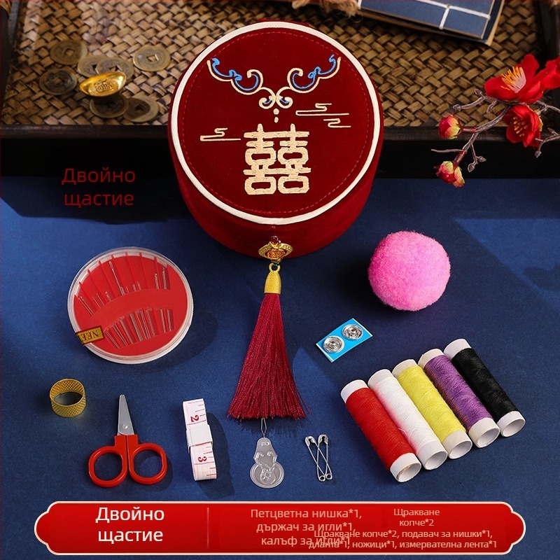 Сватбена кутия за шиене - платнен комплект за бродерия за младоженка | Марка: Romantic happy event | Код: Wedding sewing box | Материал: Тъкан | Компоненти: Бродерия