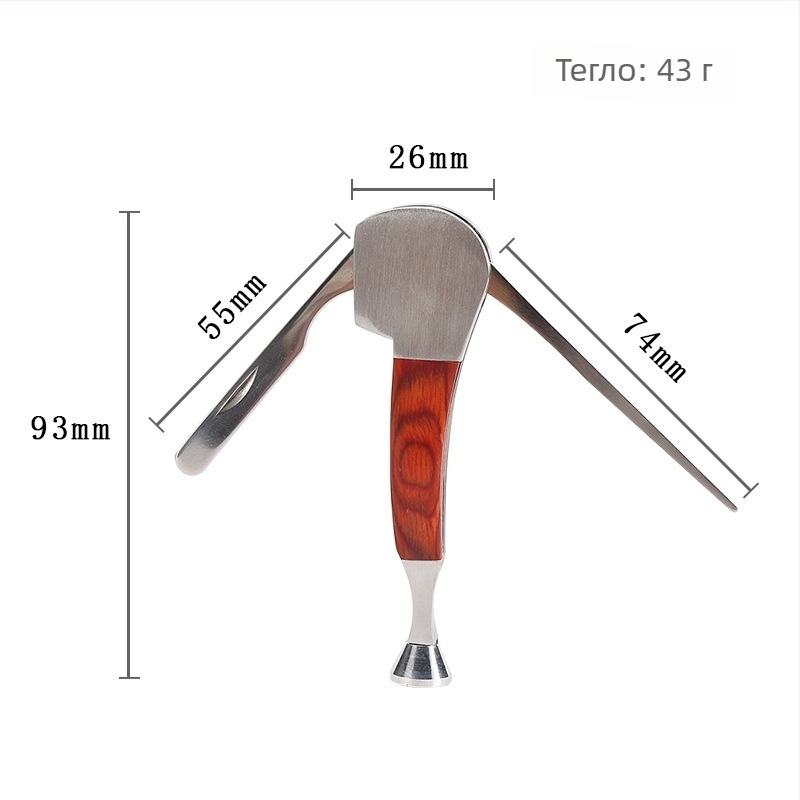 Forten 3-в-1 нож за тютюн със скребач, метал и дърво, аксесоар за лула