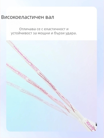 Бадминтон ракета – карбонова рамка, тегло 85–89 g, директен удар, за начинаещи