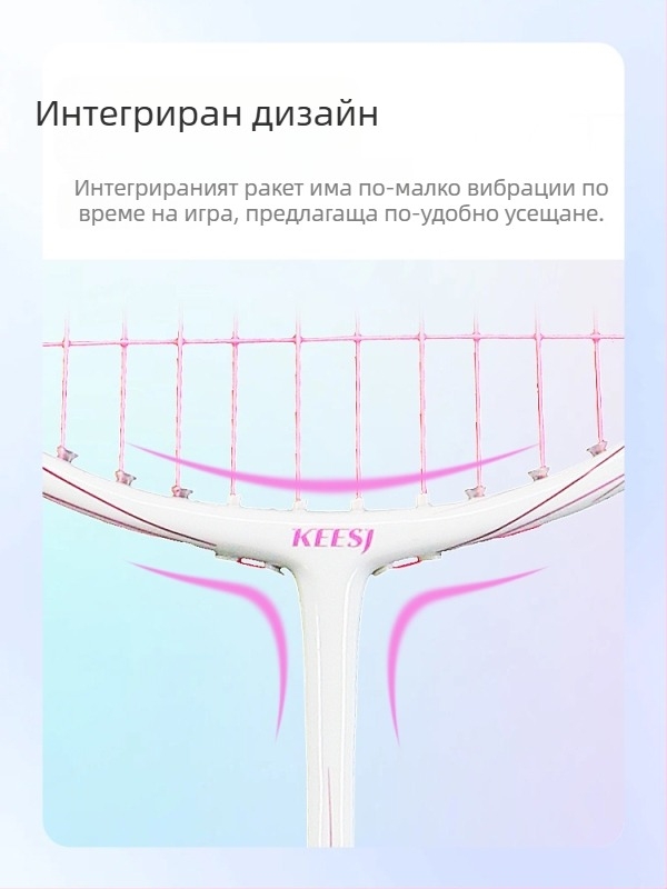 Бадминтон ракета – карбонова рамка, тегло 85–89 g, директен удар, за начинаещи