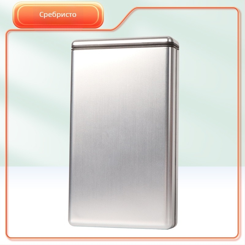 Метален калъф за цигари, ултратънък, плъзгащ капак, 20 къса, модерен минималистичен стил