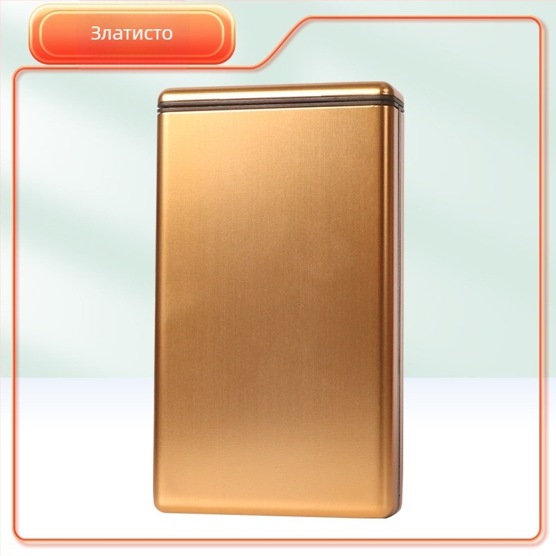 Метален калъф за цигари, ултратънък, плъзгащ капак, 20 къса, модерен минималистичен стил