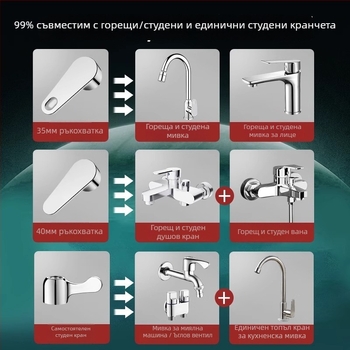 Ръкохватка за студена и гореща вода с ъглов клапан и клапанно ядро – ABS + неръждаема стомана, модерен минимализъм, Yipin Impression