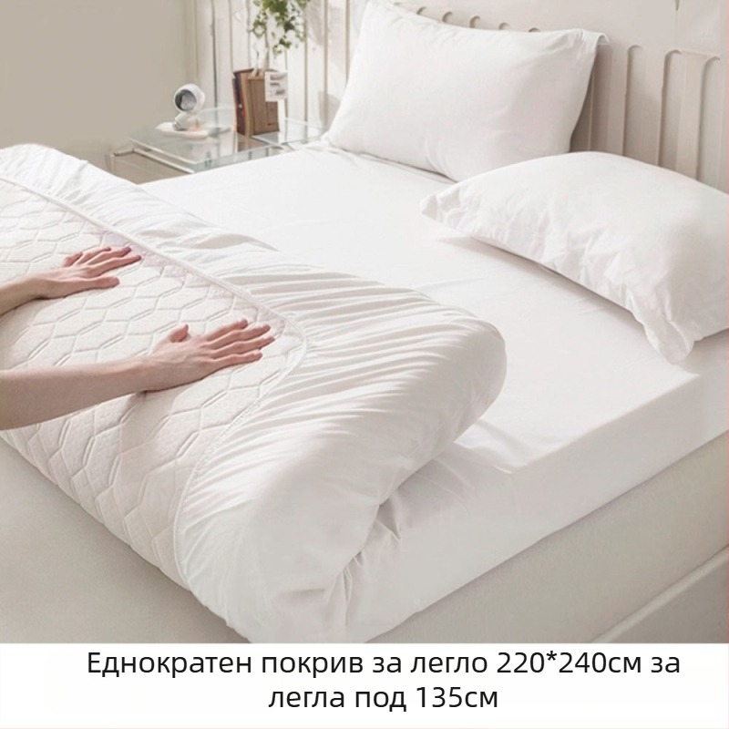 Еднократен протектор за матрак – прахоустойчив, преносим, дебел; за козметични салони; SMMS супер мек нетъкан текстил