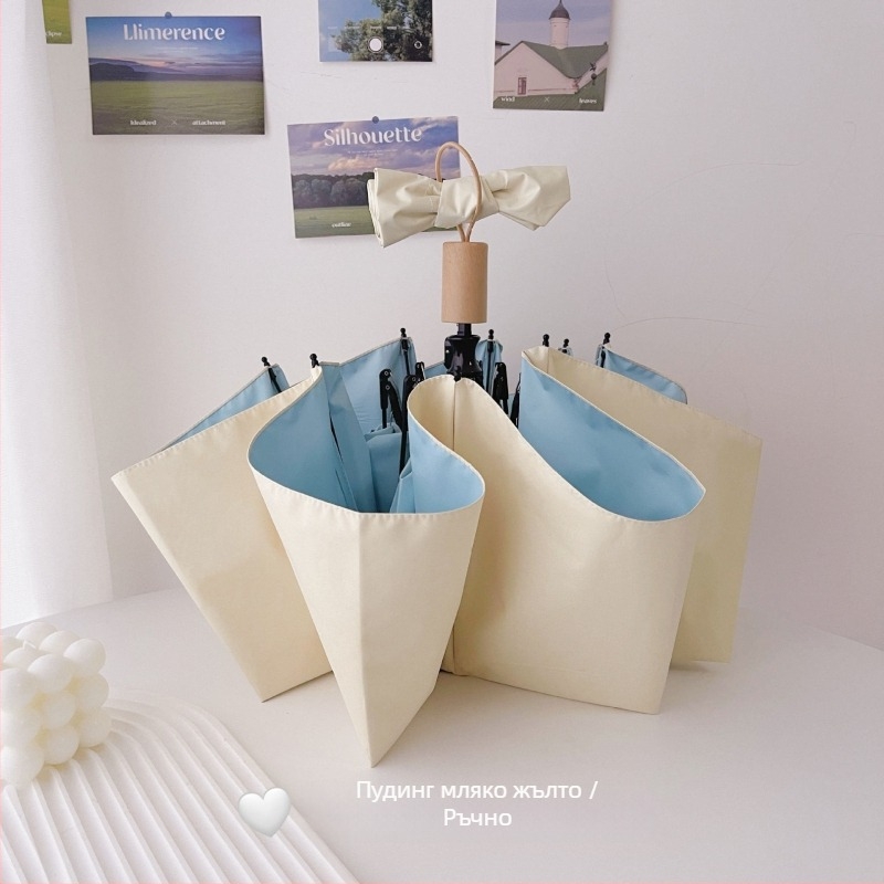 Автоматична сгъваема дамска слънчева чадър с 8 рамена, 190T плат, стоманен прът, гумена дръжка, UPF50+ UV защита, ветроустойчива и водоустойчива