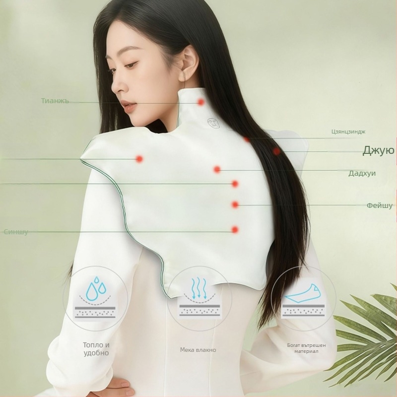 Електрически нагряващ протектор за рамо и шия с Ai Moxa Cloud бродерия – ABS корпус, Ai Grass обвивка за врата, персонализирано лого