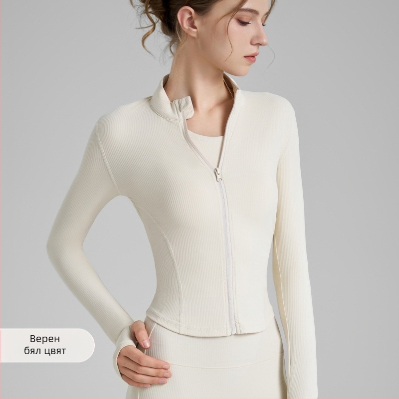 Йога яке за жени, дълъг ръкав, дължина до ханша, полиеамид спандекс материя, състав 75% нейлон 25% спандекс, висока еластичност