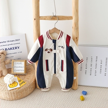 Бебешки гащеризон за пълзене, дълги ръкави, цип, за новородени момчета, корейски стил