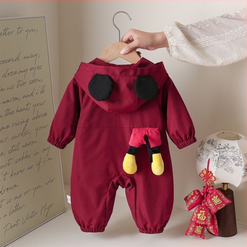 Бебешки гащеризон с качулка – дълъг ръкав, пролетно/есенно, цип за закопчаване, възраст 1–3 години