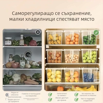 Кутия за съхранение в хладилника, модерен пластмасов органайзер за запазване на свежестта и запечатване, номер на артикул 8001