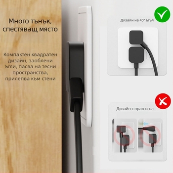 US стандартна интелигентна захранваща лента с USB-C порт, 10A, 100-250VAC, огнеупорен PC корпус, медни контакти