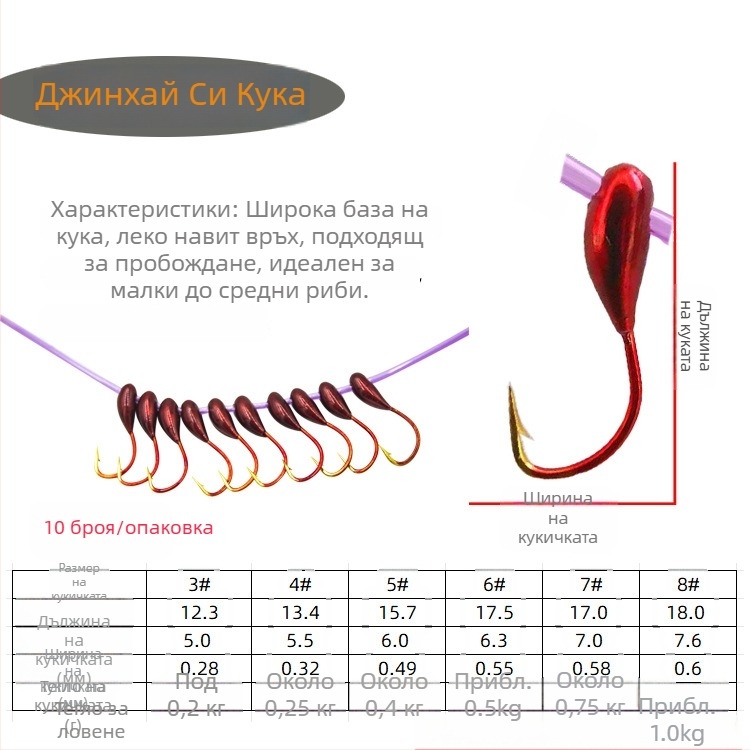 Шипована рибарска кука, 45-градусов бионичен дизайн, комплект от 40 броя, за речно и езерно ловене