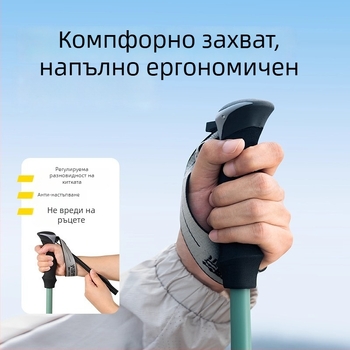 3K въглеродни влакна треккинг прът, трисекционен телескопичен, ултралек походен прът, 174 g, EVA дръжка