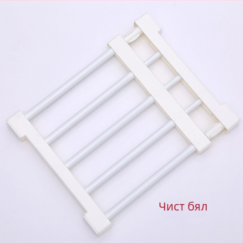 Разширяем рафт за гардероб с разделители, без пирони и лепило, за шкафове и баня; Материал: ABS + въглеродна стомана; Монтаж: вертикално; Брой нива: 1; Марка: Charming cat