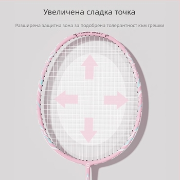 Бадминтон ракета Youyou с карбонова рамка, тегло 95-100 g, дръжка G2, средна твърдост на пръчката, възможност за печат на лого