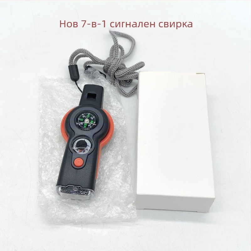 Свирка за оцеляване 7-в-1 с LED светлина, термометър и компас — War Dragon