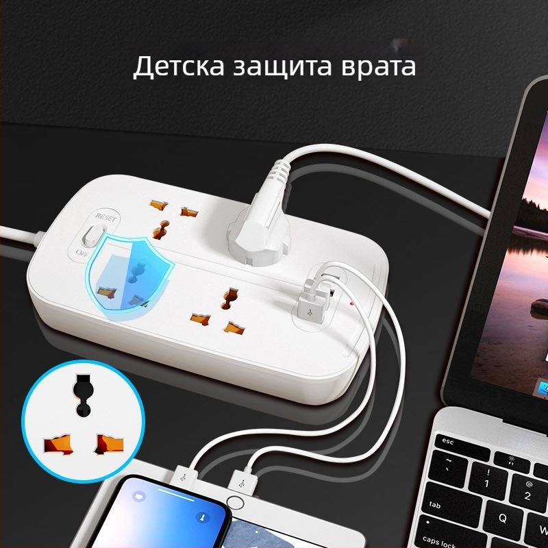 Jishun огнеупорен Type-C разклонител, 10A, 250V AC