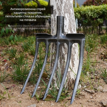 Земеделски форк за обработка на почвата с четири зъба, манганова стомана