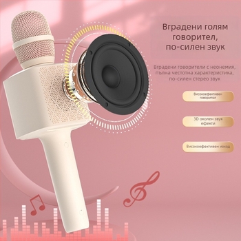 Жичен караоке микрофон за домашна употреба с вграден акумулатор - 8W, 5V, 100Hz-20kHz, SNR ≥85dB, 1200-2000mAh