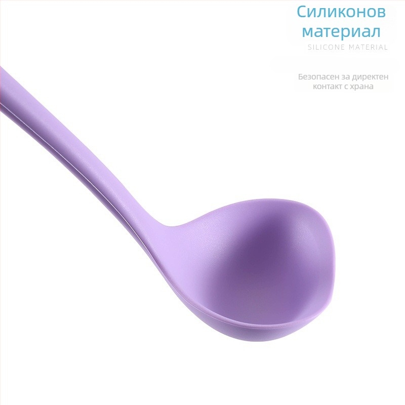 Силиконова лъжичка за готвене, термоустойчива, съвместима с незалепващи тигани, антихлъзгаща, ръкохватка силиконова