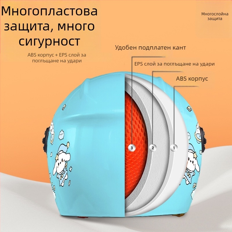 Зимна детска каска за електрически превозни средства – ABS, 3C сертифицирана, стил 3/4, за деца
