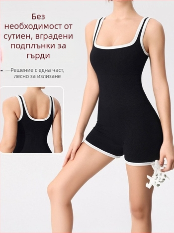 Едночастно женско йога облекло с подплънки за бюст, влагоотводяща материя, 90% найлон, 10% спандекс, за аеройога