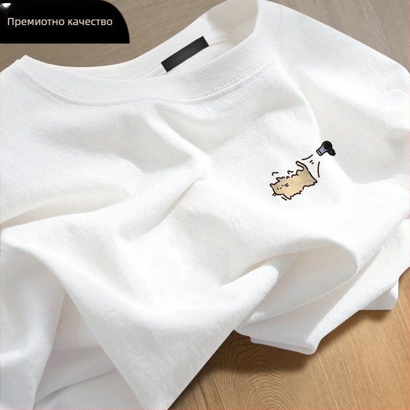 100% памук тениска с кръгло деколте, къс ръкав, принт