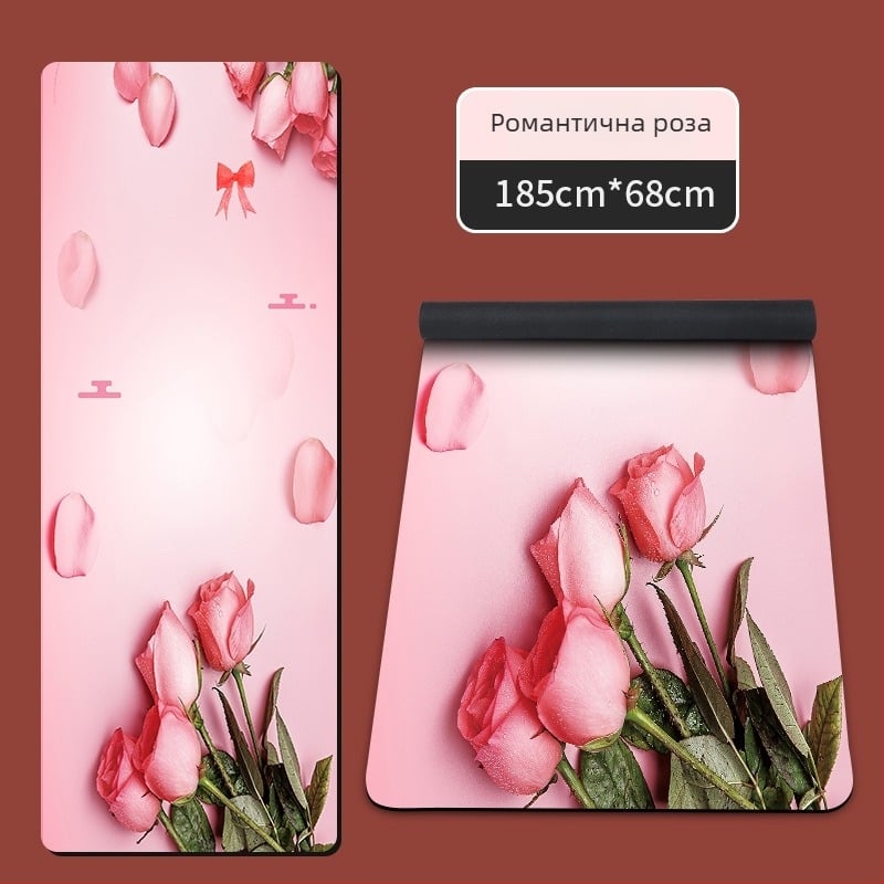 Йога мат от замшев каучук, дебелина 1.5 мм, тегло 23, сгъваема, нехлъзгаща се