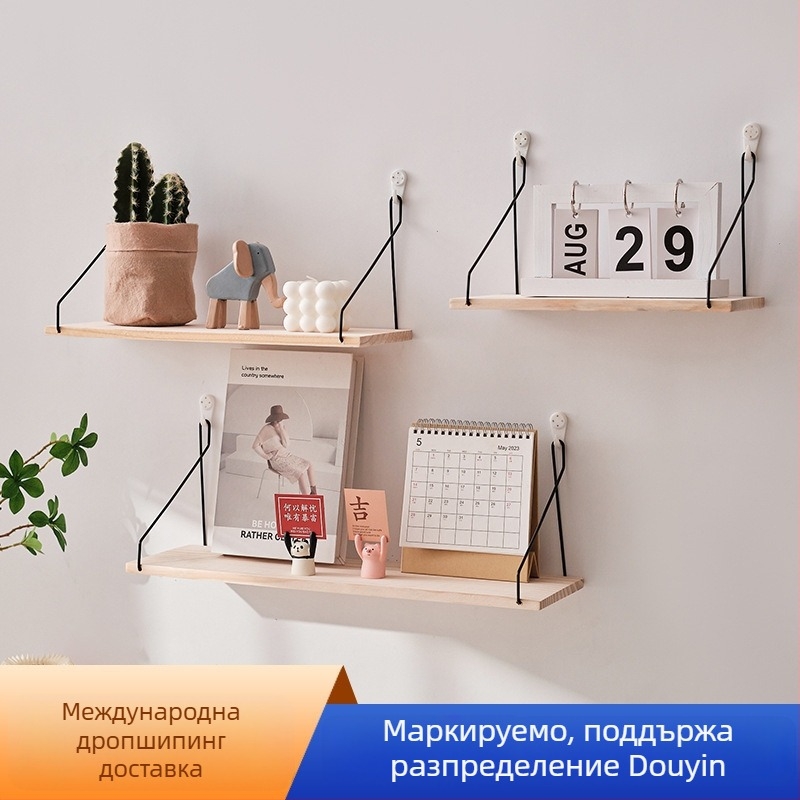 Стенна полица за съхранение, дървен материал, модерен стил, еднослойна
