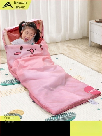 Детски спален чувал за къмпинг, конвертен стил, полиестерен пълнеж, полиестерна подплата и тъкан, тегло 850 g, за деца