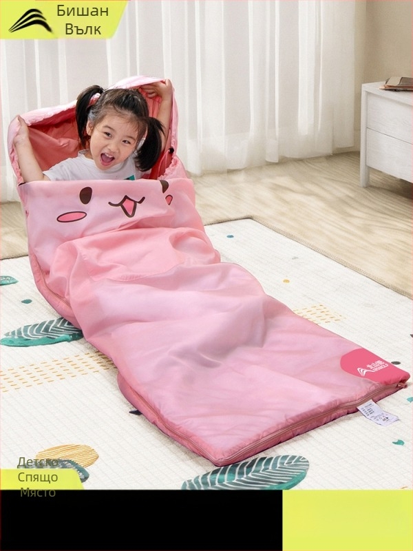 Детски спален чувал за къмпинг, конвертен стил, полиестерен пълнеж, полиестерна подплата и тъкан, тегло 850 g, за деца
