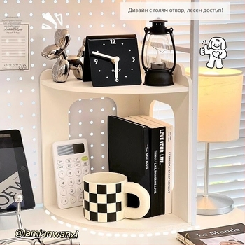 Ъглов рафт за бюро с много нива - изкуствена дъска, модерен минимализъм, персонализирани мостри, без монтаж