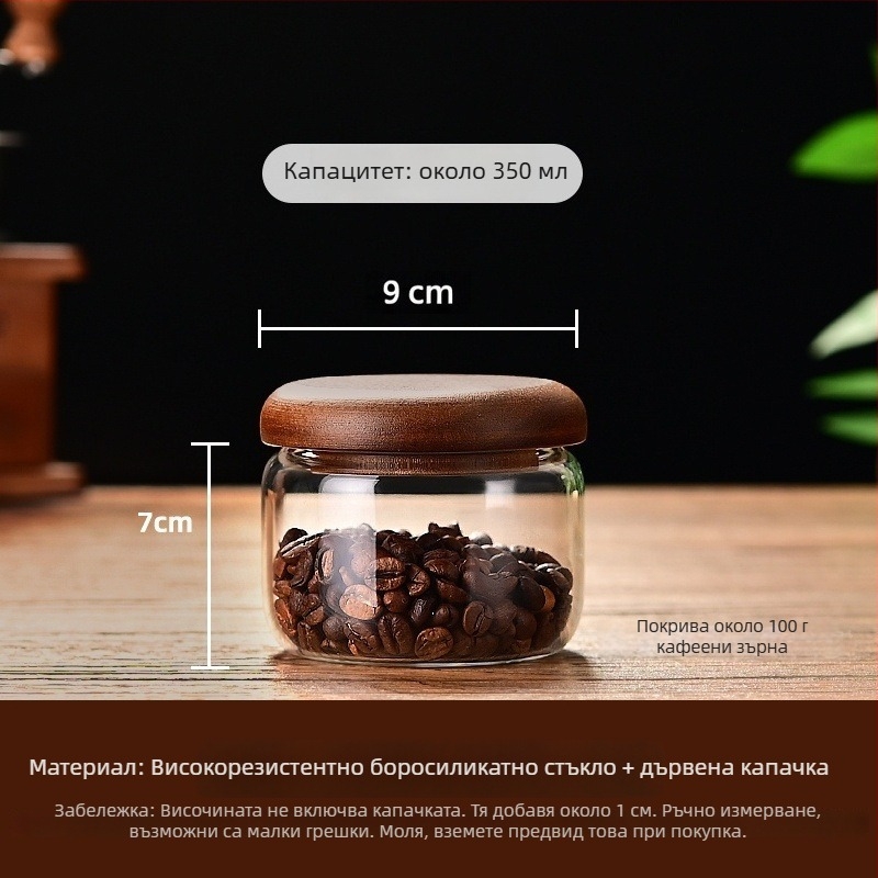 Боросиликатен стъклен буркан за захар с дървена капачка, цилиндрична форма, 301–500 ml, подходящ за микровълнова печка