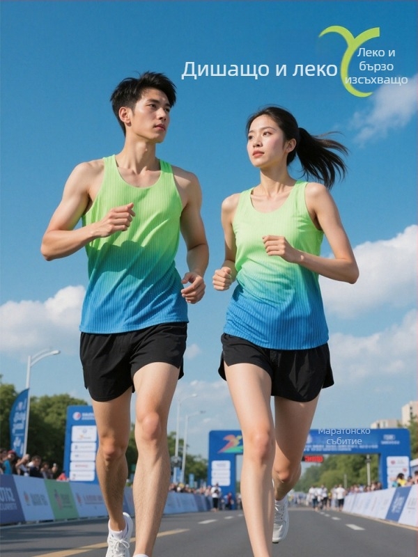 Спортна жилетка за бягане — унисекс, бързосъхнеща, дишаща, 90% полиестер, за лято, пролет и есен