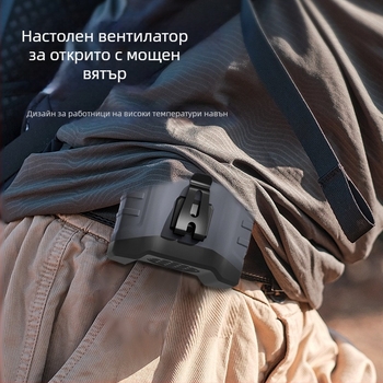 Коланен вентилатор за открито с USB презареждане, вградена литиева батерия 6000mAh, brushless мотор, 5-скоростен режим, време на работа над 12 часа