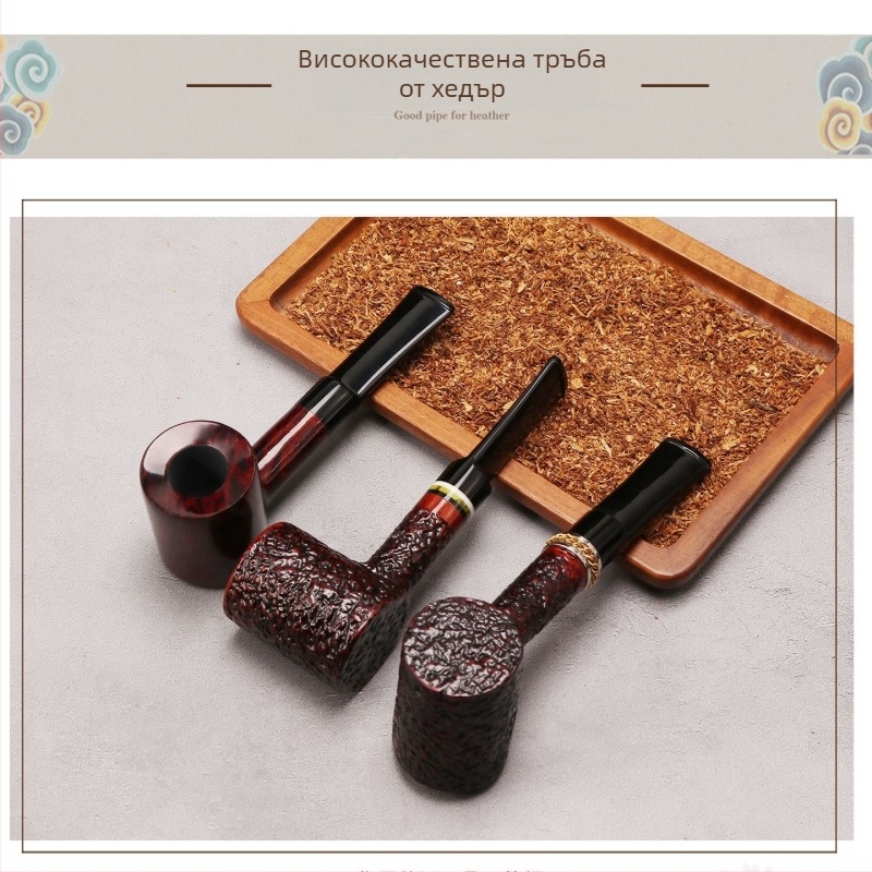 Пушаческа лула – ръчно изработена от каменно-дъбово дърво, портативна, въздушна камера, старинен стил