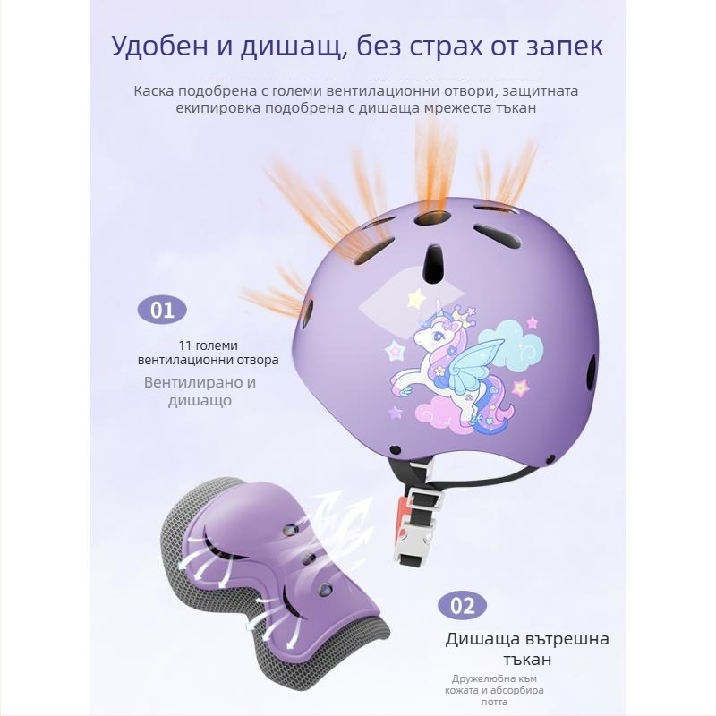 Детски комплект защитно оборудване за ролери с каска (EPS; деца; неутрален пол; каска за колоездене)