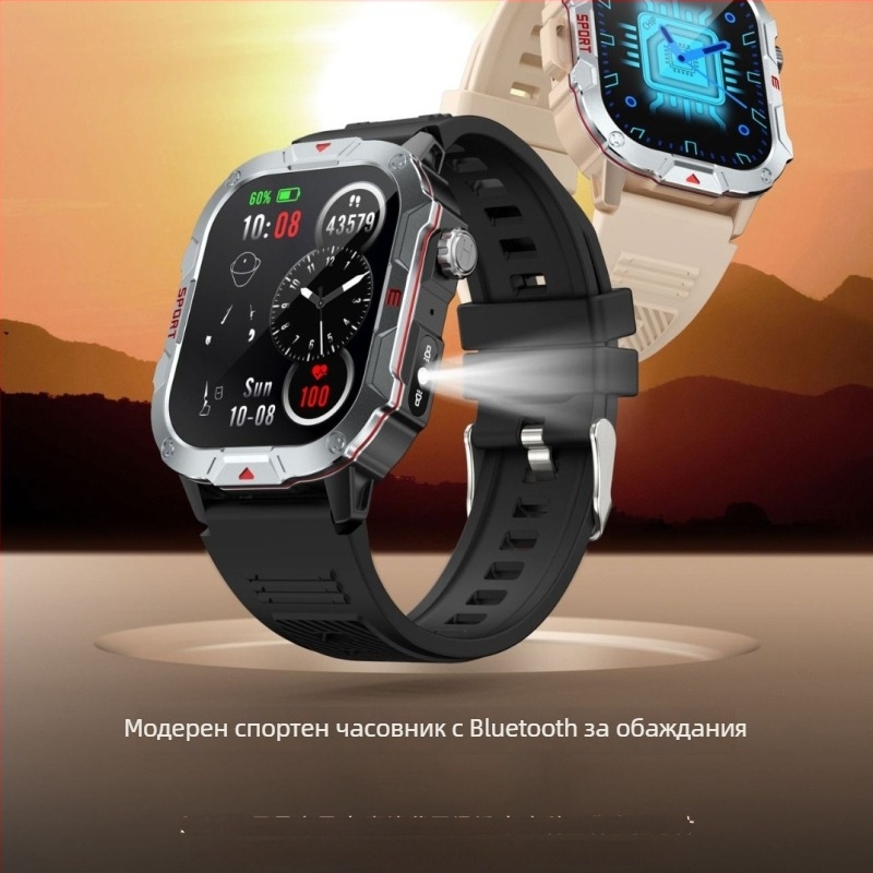 Мъжки спортен смарт часовник QX11 - Bluetooth разговори, измерване на пулса, кръвното налягане и кислород в кръвта, 2,01-инчов TFT дисплей