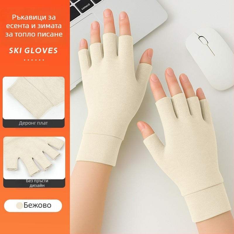 Флисови ръкавици за велосипед, с полу пръсти, средна дебелина, унисекс, за спорт и колоездене