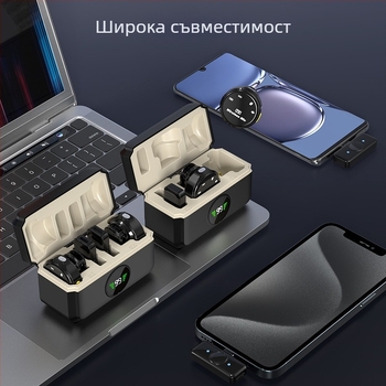 Q9 безжичен лавалер микрофон за лайв стрийминг и мобилно видео — Bluetooth 5.3, 20Hz–20kHz, SNR ≥60dB, 6–8 ч. работа на батерията