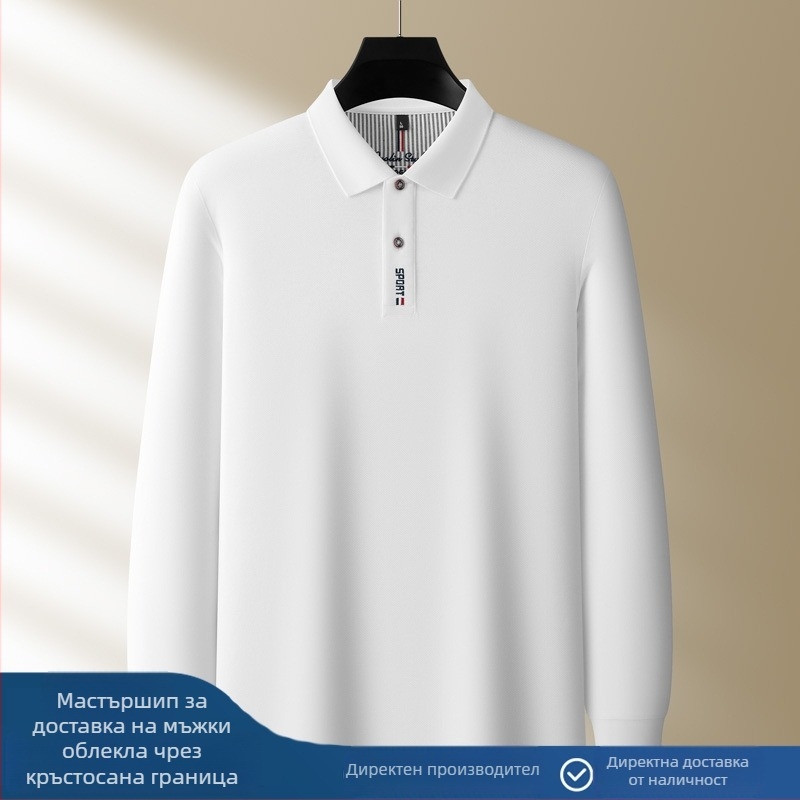 Поло риза с дълги ръкави, 100% памук, редовна кройка, бродерия, зима