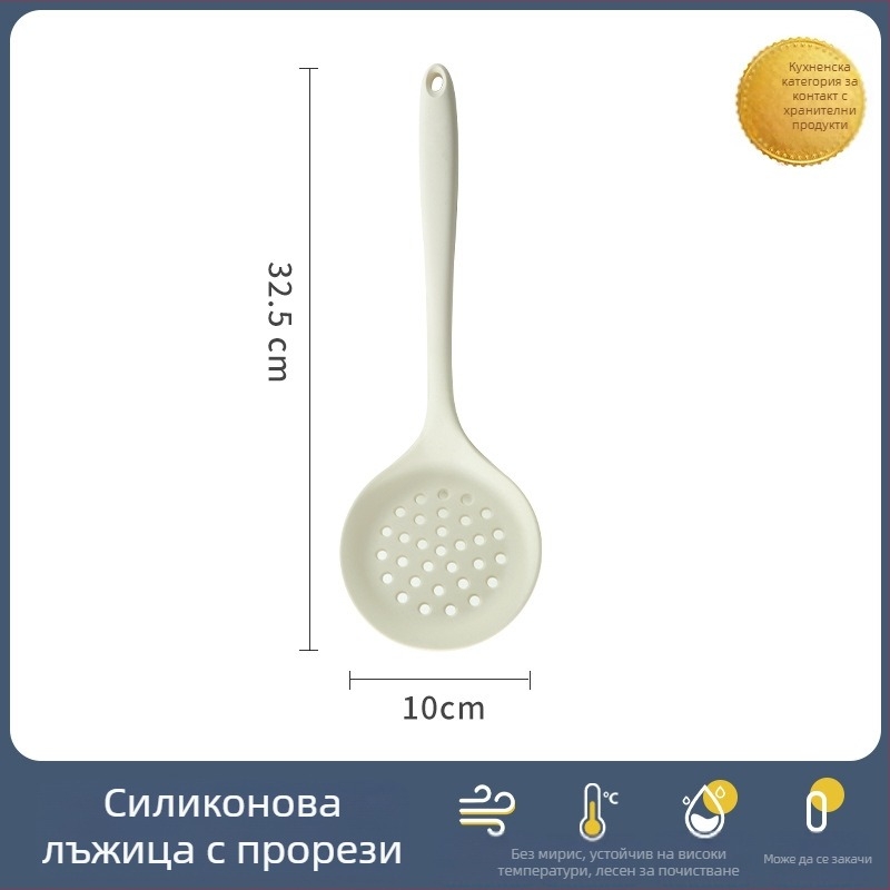 Комплект силиконови шпатули с дървена дръжка, устойчиви на високи температури, не залепващи