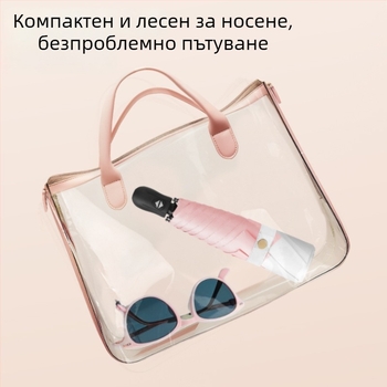 Ултралек сгъваем чадър с автоматично отваряне, 6-ребрен алуминиев корпус, стоманен прът, 30D ултра тънка лепено покрита тъкан