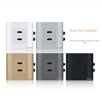 HDMI гнездо тип 86 за вграждане в стена, 4K HDMI, двоен порт