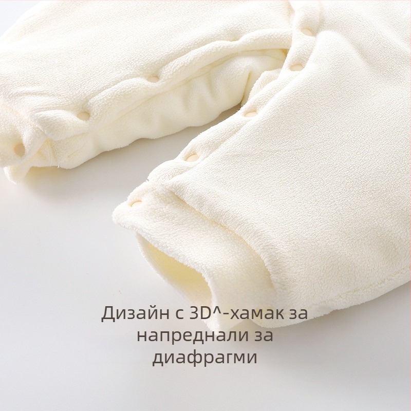 Бебешки гащеризон с подплатена полиестер за зима, за новородени 0–1 год. (до 80 см), дълги ръкави, без качулка, закопчаване с диагонално еднокопче, 100% полиестер