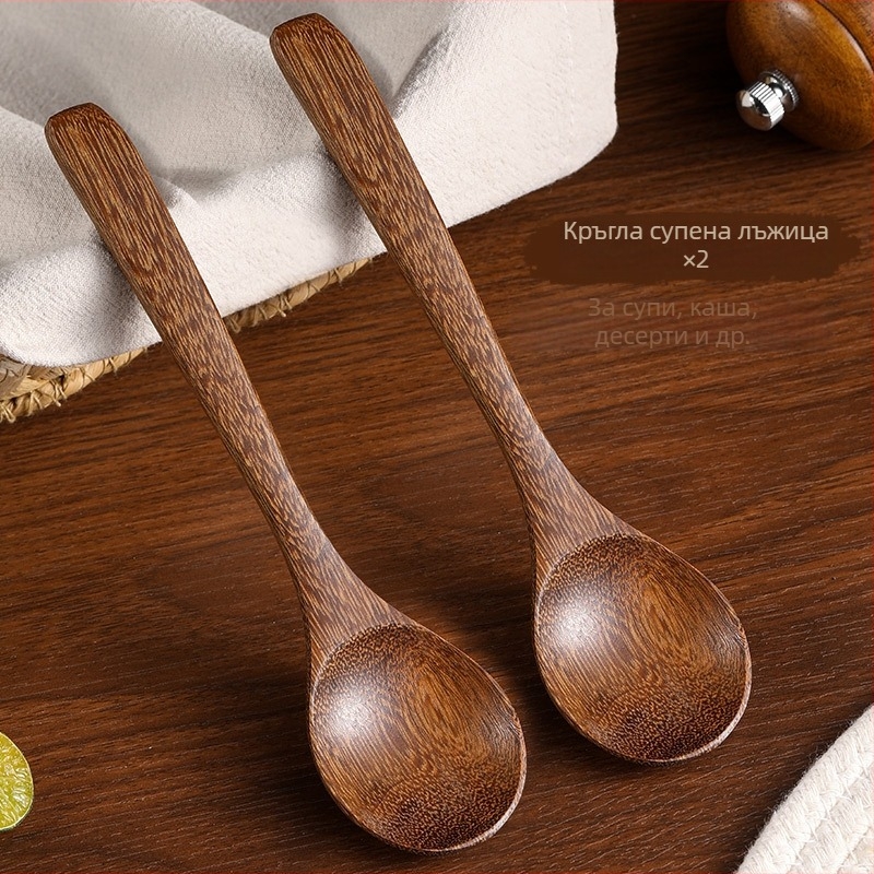 Готварска дървена лъжица с дълга дръжка, хранителна, без лак, термоустойчива