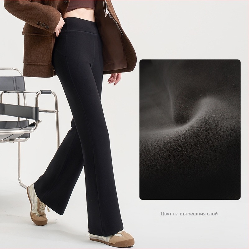 Женски панталони от модал и полиестер, висока талия, дълги, широки крачоли, ежедневни и елегантни