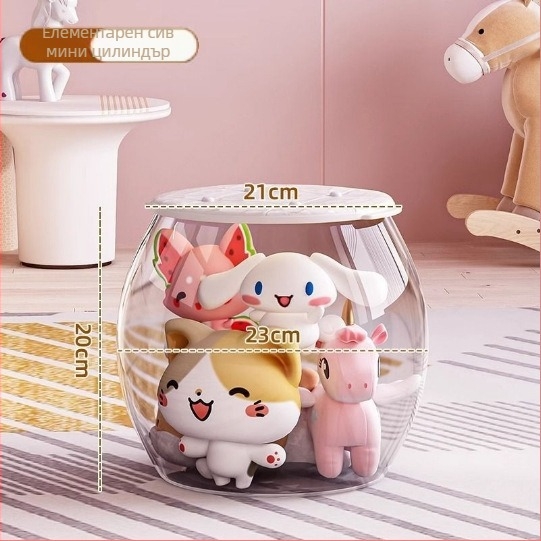 Пластмасов съхранителен стол за играчки, кръгъл, капацитет 18 л, натоварване 150 кг, мултифункционален