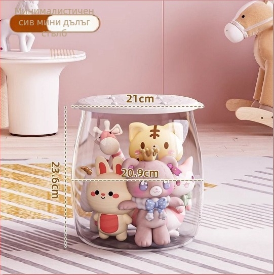 Пластмасов съхранителен стол за играчки, кръгъл, капацитет 18 л, натоварване 150 кг, мултифункционален