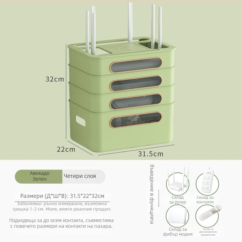 Пластмасова кутия за рутер и сет‑топ кутия за всекидневната — прост модерен дизайн, управление на кабели, модел 2024